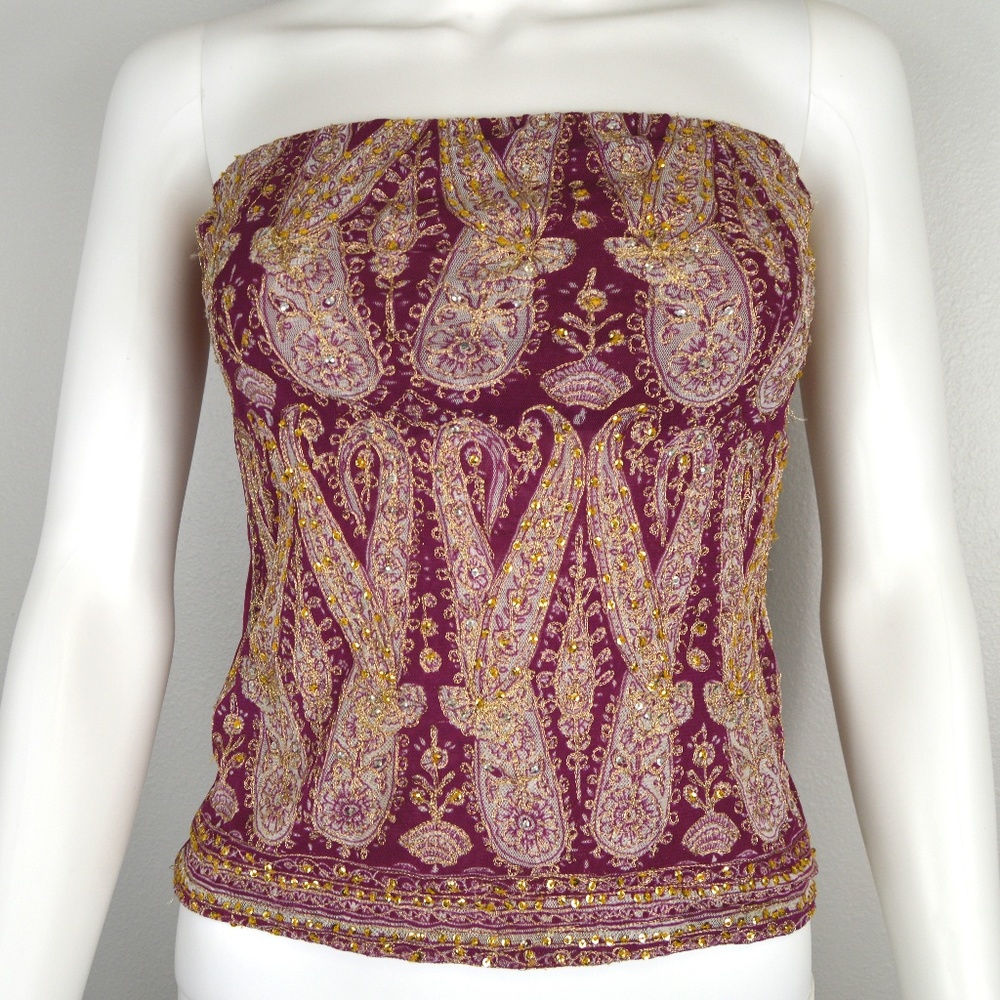 The Limited Purple Sequined Strapless Top